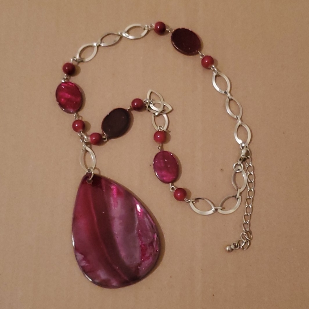 Large Red Teardrop Necklace